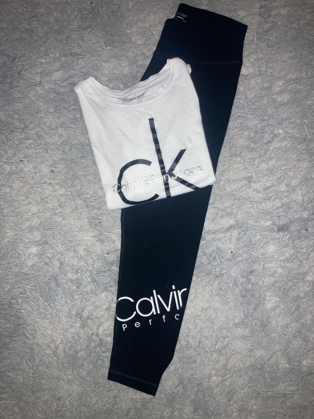 Calvin Klein Jeans Black Leggings with White Logo